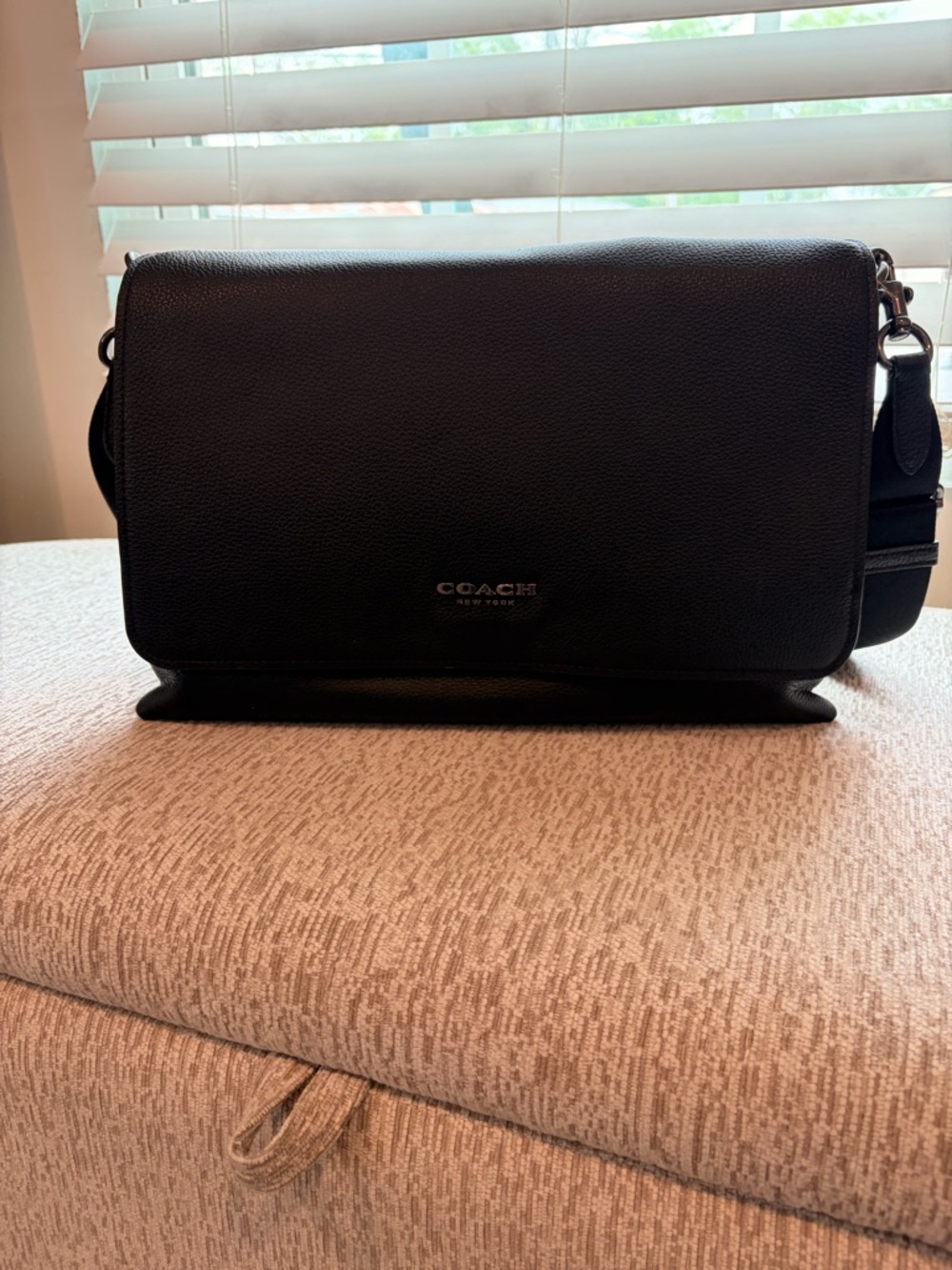 Coach Black Pebbled Leather Messenger Bag - Coach